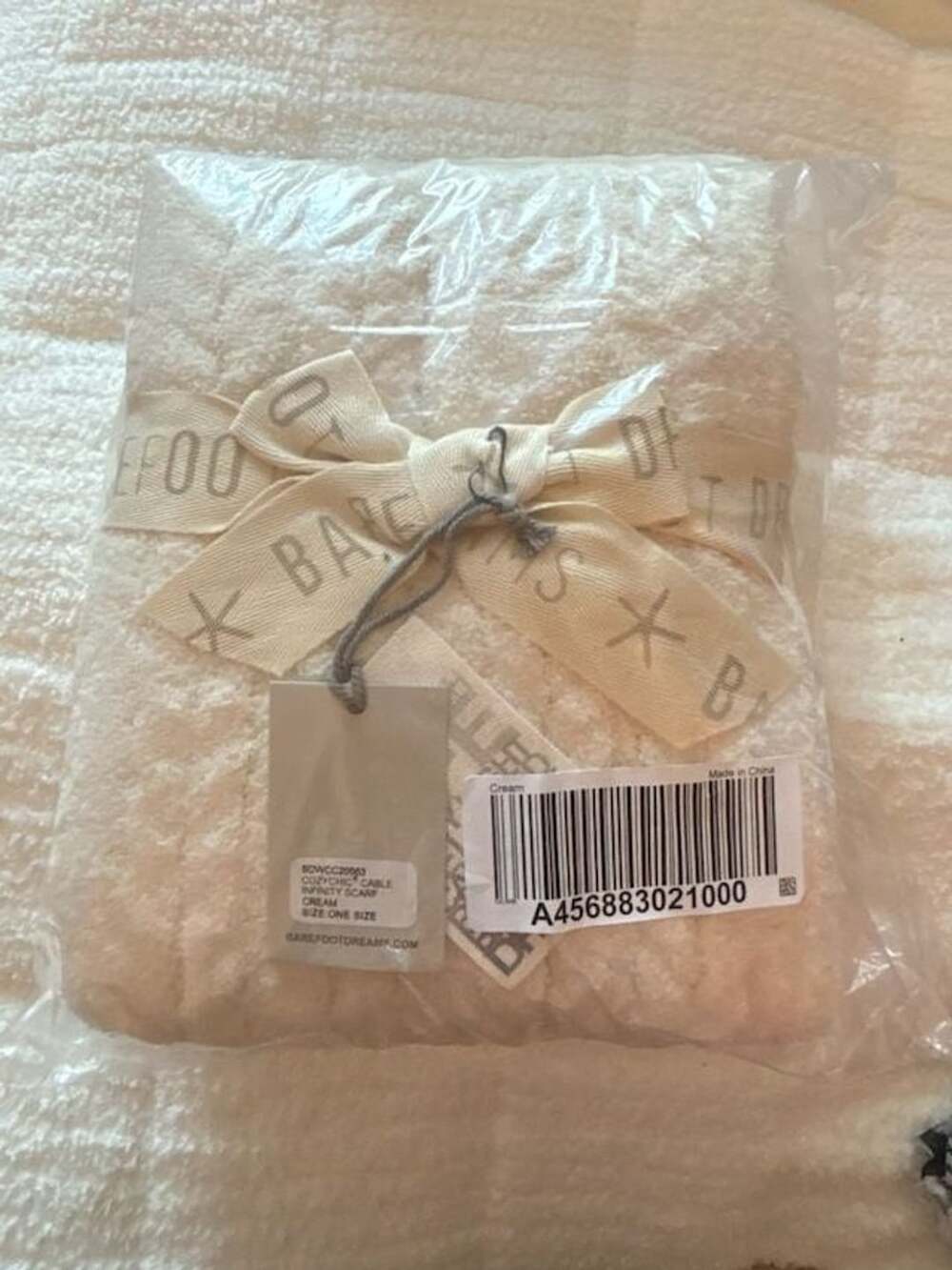 Barefoot Dreams CozyChic Cable Infinity Scarf Cream